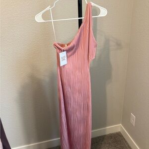 Pink One-Shoulder Dress with Side Cut Out